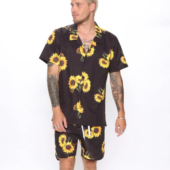 Sunflower Men's Button Down Short Sleeve Large - Picture 11 of 12